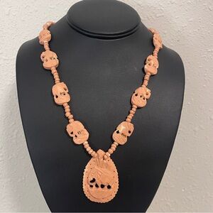 Vintage Necklace Elephant Carved Stone Pakistan Statement Pendant